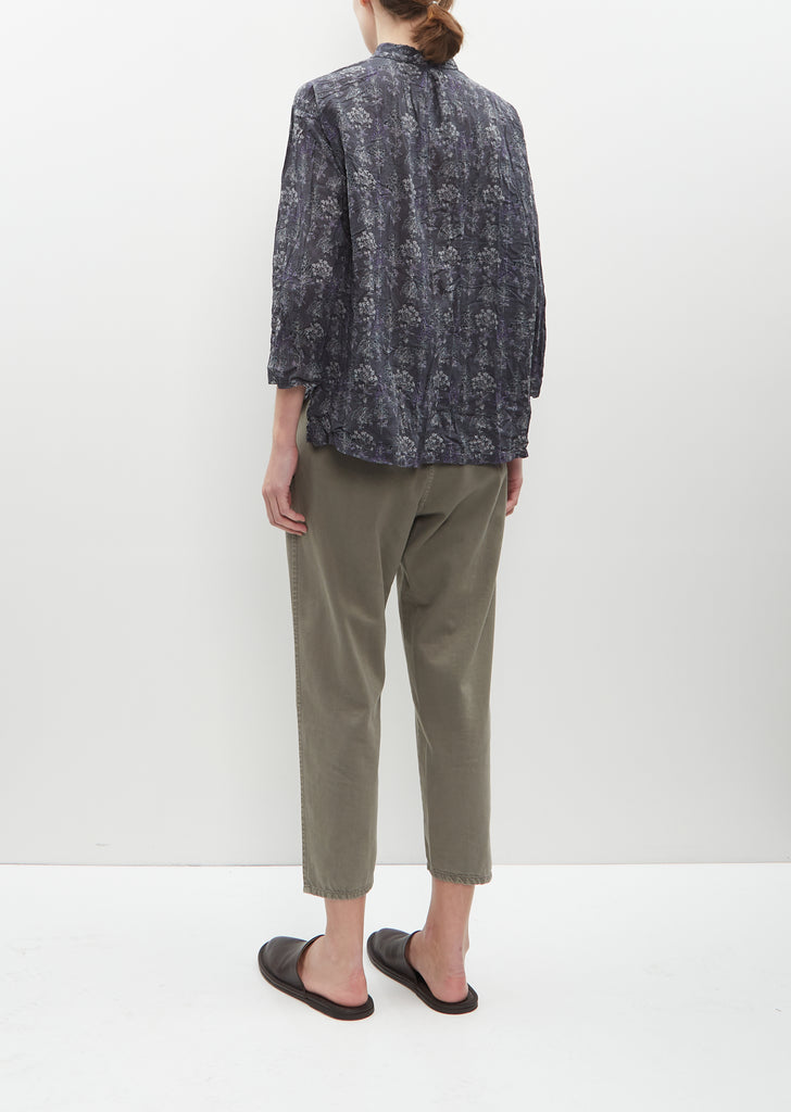 Calamint Print Blouse — Charcoal