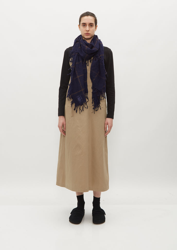Plaid Cashmere Scarf — Navy