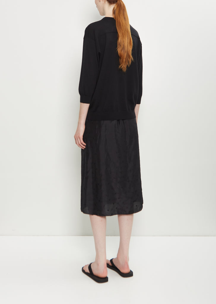 Cashmere Wool Elbow Crew — Black
