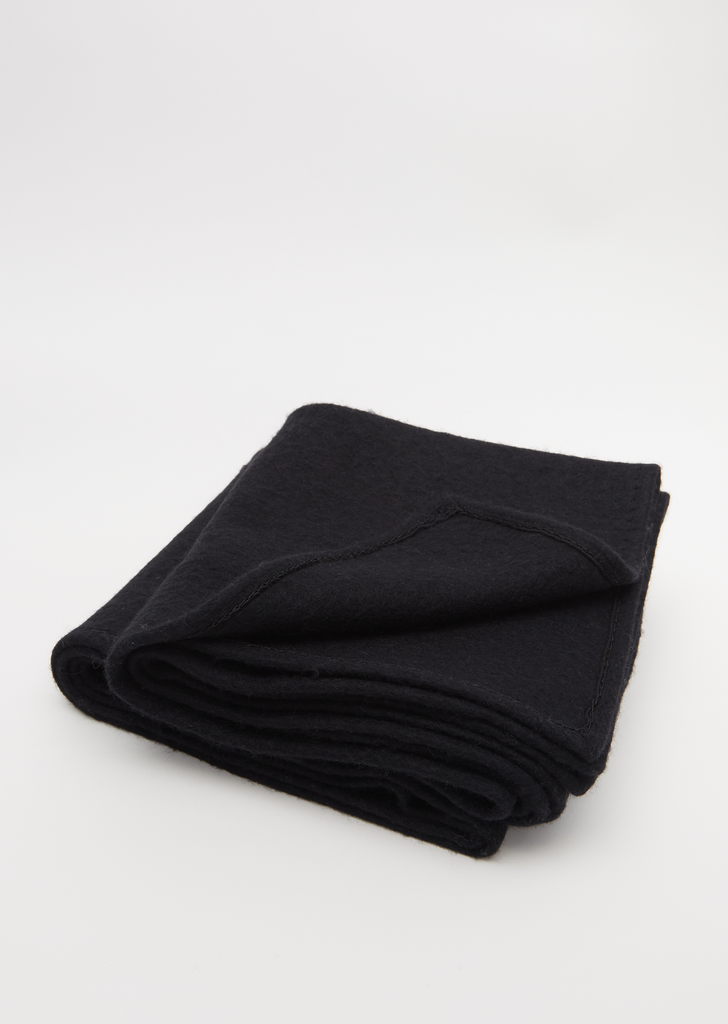 Brushed Alpaca Wool Melton Regular Stole — Black