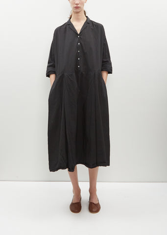 Tailored Tissue Cotton Collar Dress — Black