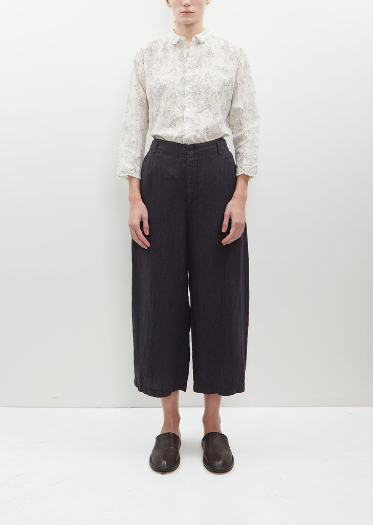 Linen Houndstooth Wide Pants