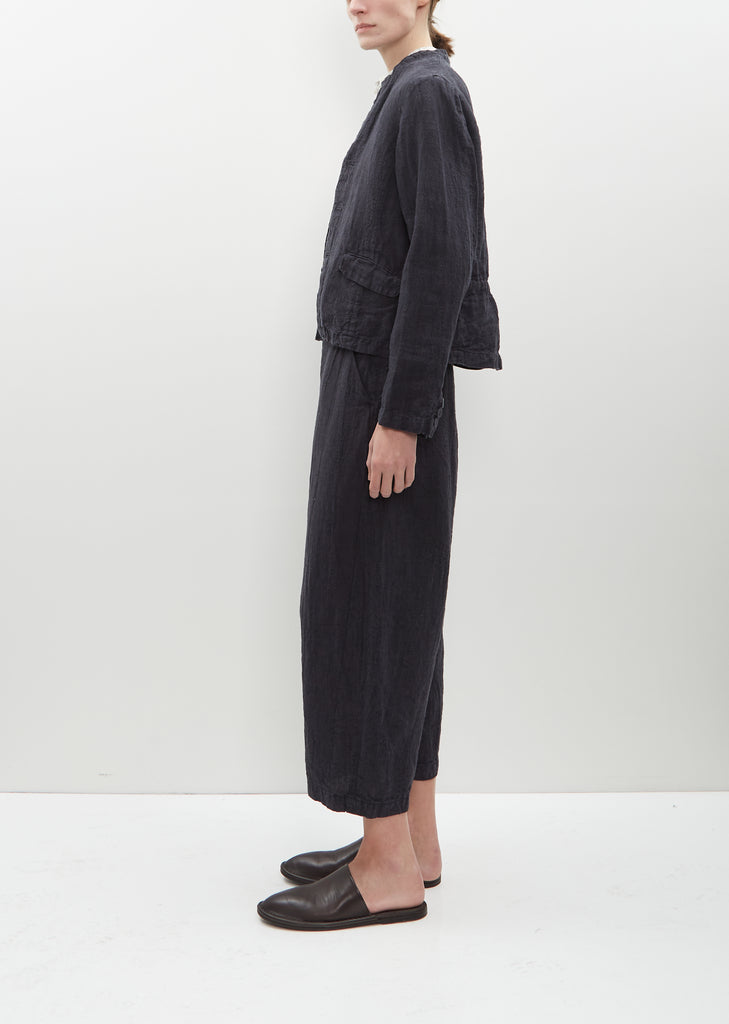 Linen Houndstooth Stand Collar Jacket