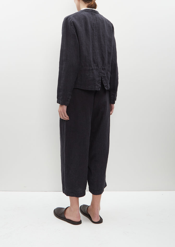 Linen Houndstooth Stand Collar Jacket