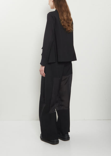 Wool Suiting x Cotton Knit Cardigan — Black – La Garçonne