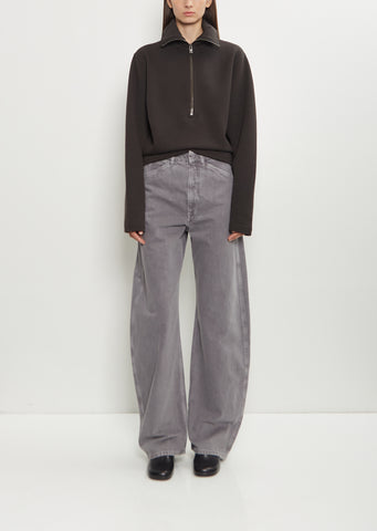 High Waisted Curved Denim Pants — Heather
