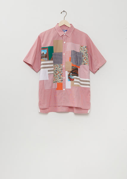 Cotton Nylon Check Patchwork Mix Shirt – La Garçonne