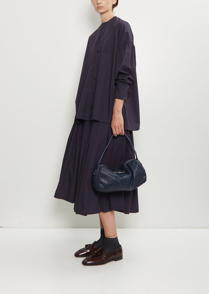 Leather Handle Bag, Small — Navy