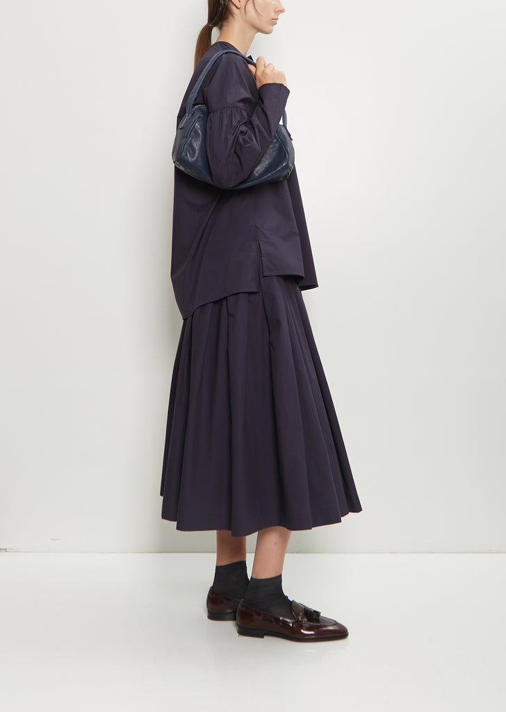 Leather Handle Bag, Small — Navy