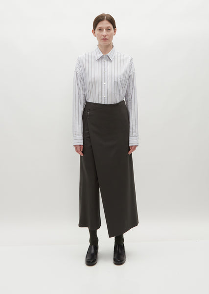 Curved Cotton Suit Pants — Black – La Garçonne