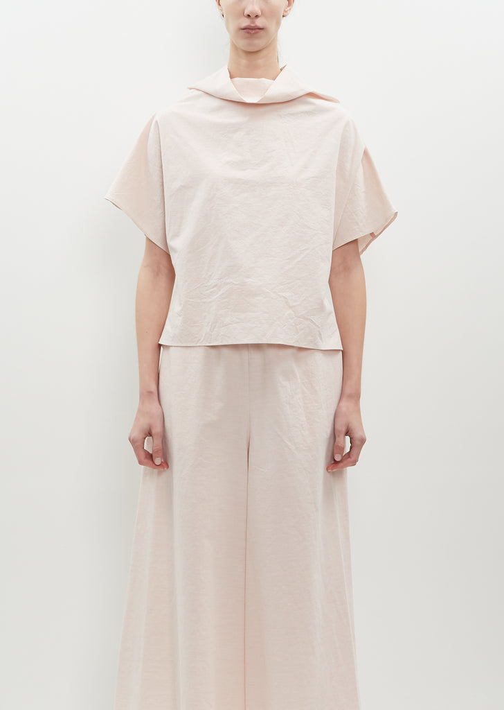 Cotton Short Sleeve Cowl Neck Top