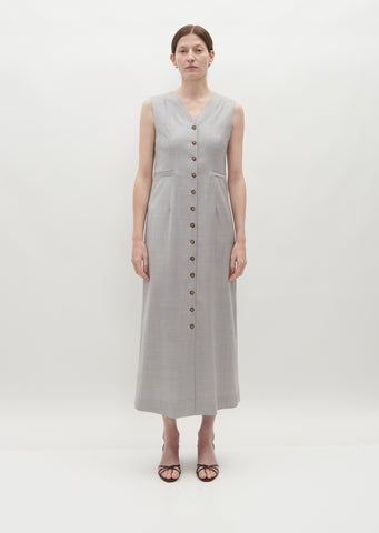 Idika Long Buttoned Dress — Feather Grey Melange