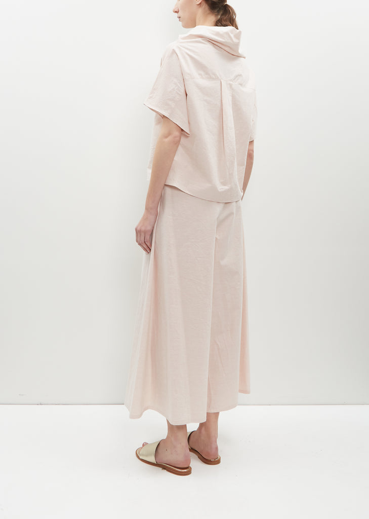 Cotton Short Sleeve Cowl Neck Top