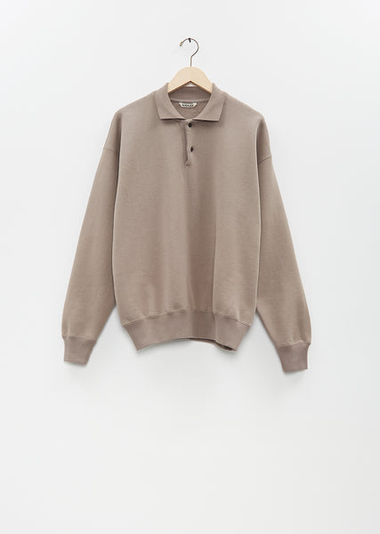 Auralee Smooth Soft Sweat Polo in Olive Brown Curated at