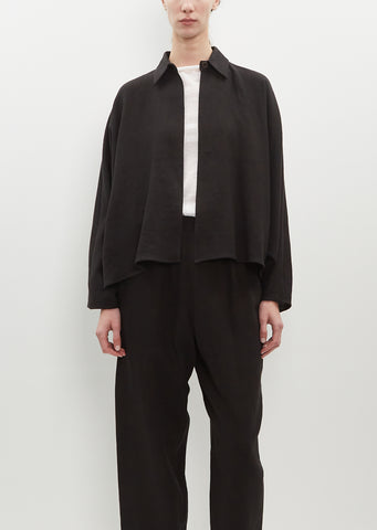 Crepe Linen Short Coat with Collar