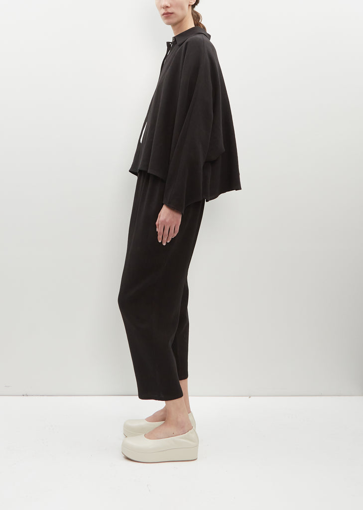 Crepe Linen Short Coat with Collar