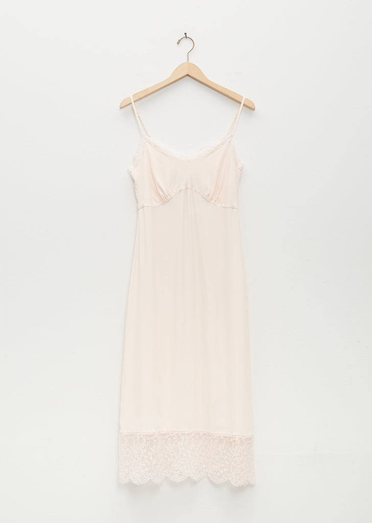 Slip Dress W/ Deep Lace Trim — Pale Rose