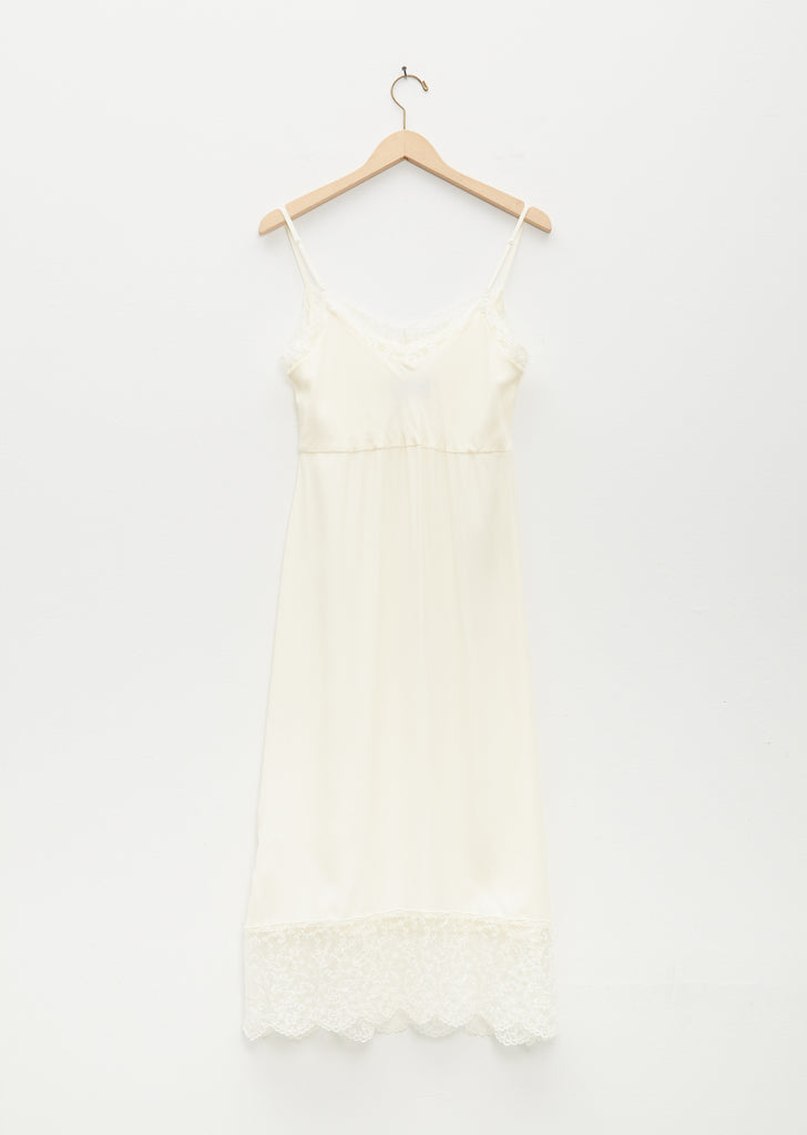 Slip Dress W/ Deep Lace Trim — Cream