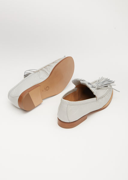 靴 Luca Grossi Tassel Loafers White Fringe Feb2021Session37615_TMHILHPS20