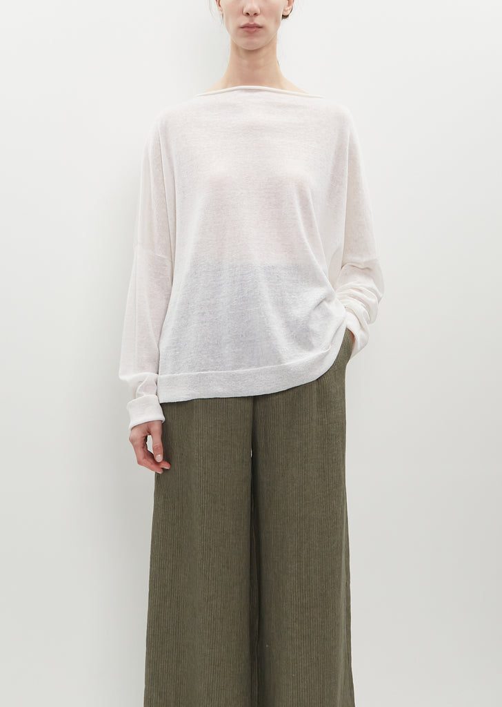 Linen-Cashmere Knit Chunky Boatneck