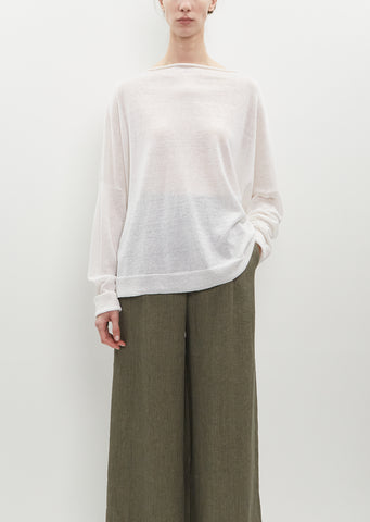 Linen-Cashmere Knit Chunky Boatneck