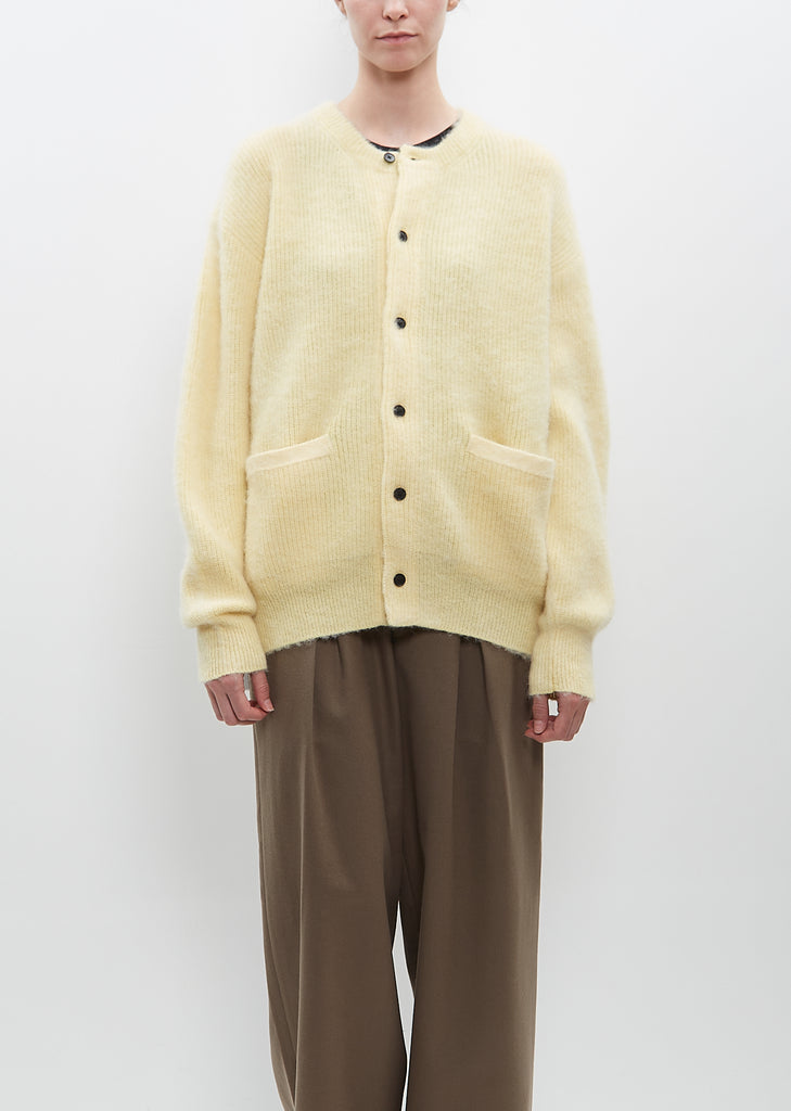 Wool and Kid Mohair Cardigan — Cream