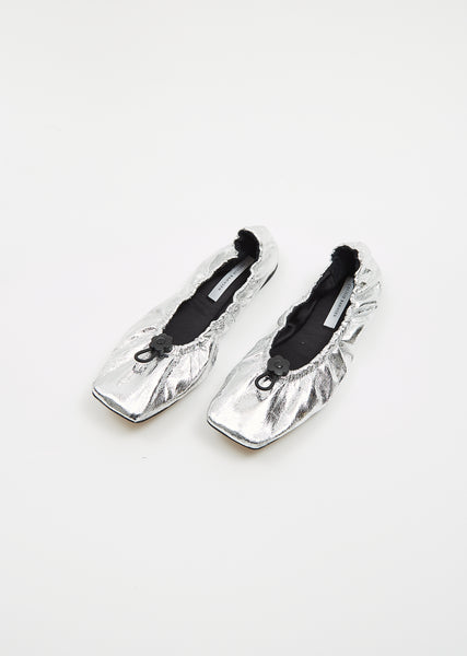 Cecilie bahnsen オルヘラハレリナフラット 424FTW30017 SORBET ORBELLA | BALLET LAMINATED TAFFETA SILVER