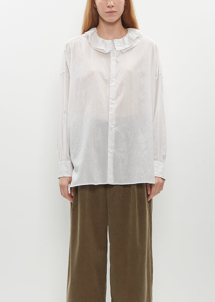 TOUJOURS SILK COTTON RUFFLE SHIRT 1 ホワイト Silk Shirt With Ruffles | Blumarine