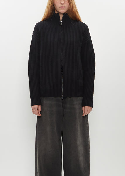 High Neck Zip Cardigan – La Garçonne