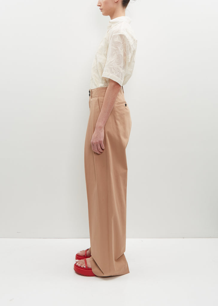 Stretch Cotton Pleated Trousers