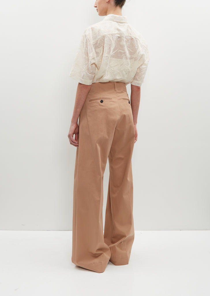 Stretch Cotton Pleated Trousers