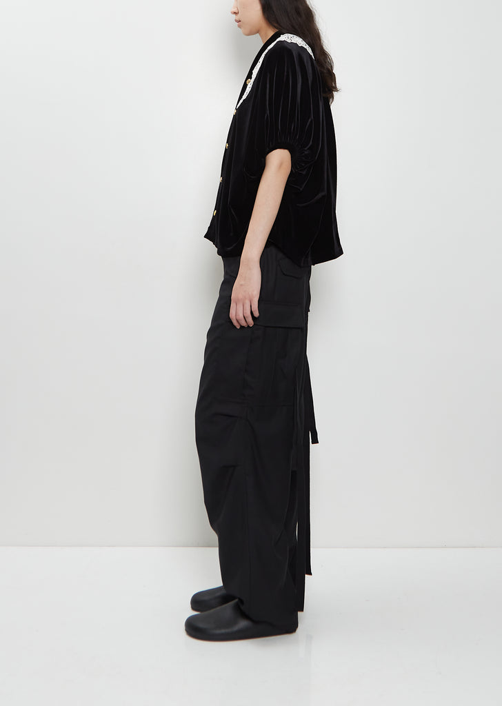 Lace Collar Velvet Top