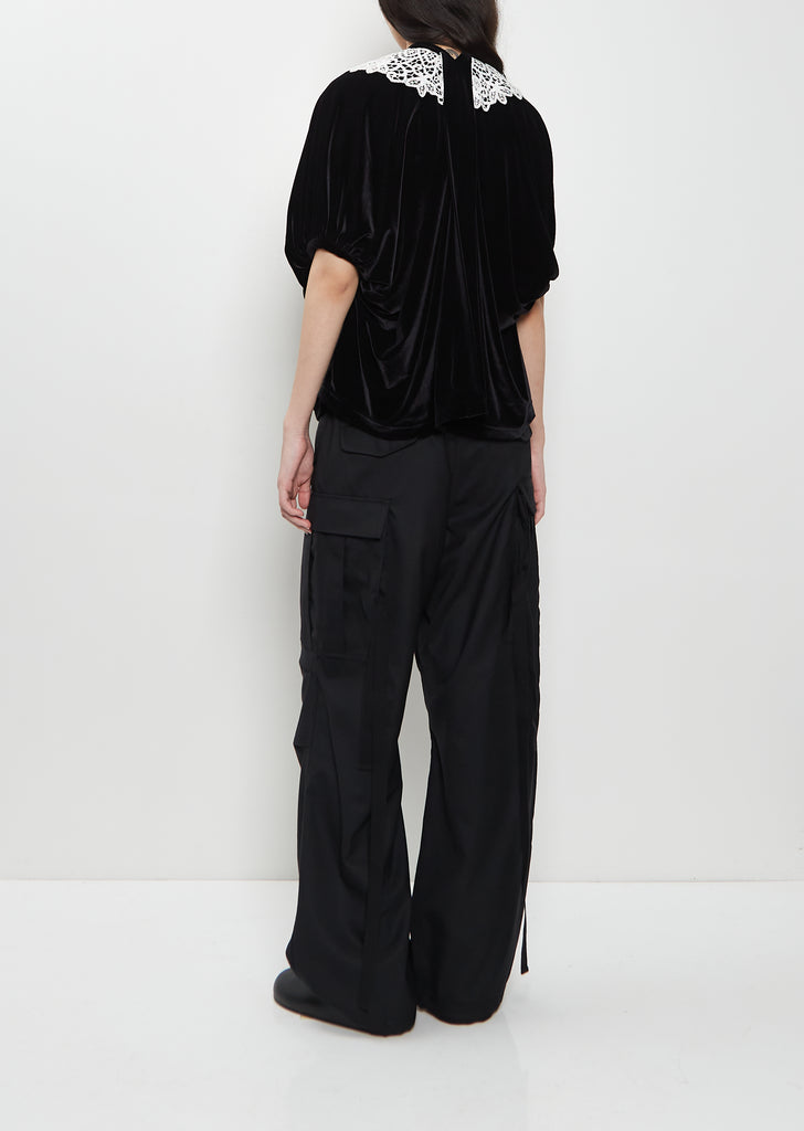 Lace Collar Velvet Top