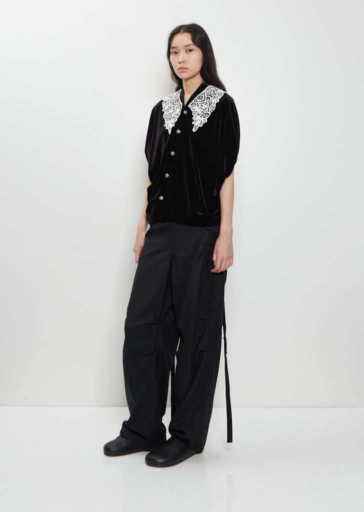 Lace Collar Velvet Top