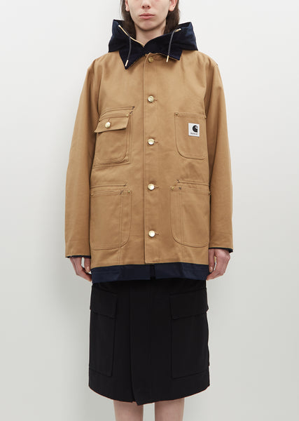 Reversible Hooded Duck Coat - 1 / Beige x Navy 662