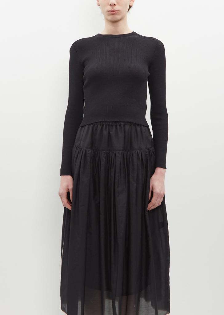 Cropped Cotton Blend Rib Sweater