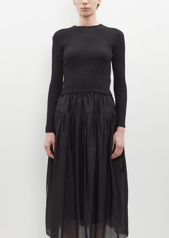 Cropped Cotton Blend Rib Sweater