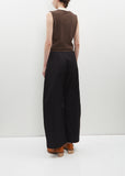 Wide Legs Viscose Cotton Twill Pants