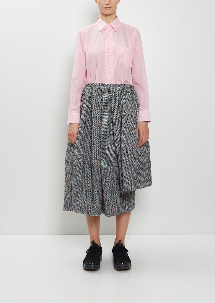 Asymmetric Wool Houndstooth Skirt