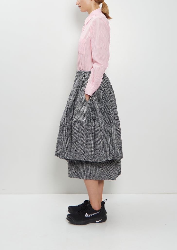 Asymmetric Wool Houndstooth Skirt