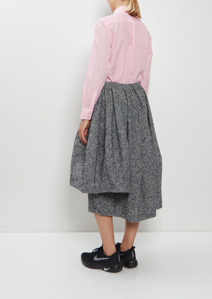 Asymmetric Wool Houndstooth Skirt