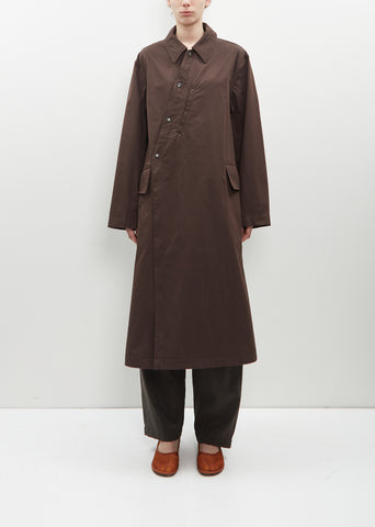 Cotton Blend Asymmetrical Raincoat — Aubergine