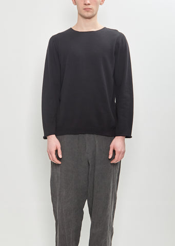 Round Neck Embroidery Sweater — Black