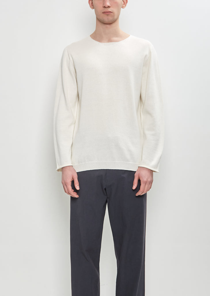 Round Neck Embroidery Sweater — Off White