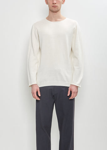 Round Neck Embroidery Sweater — Off White