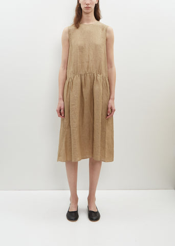 Chambray Linen Sleeveless Dress — Hazelnut