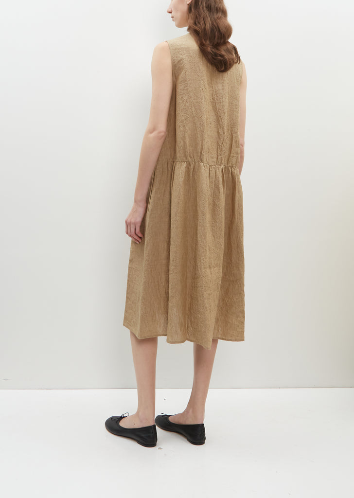Chambray Linen Sleeveless Dress — Hazelnut