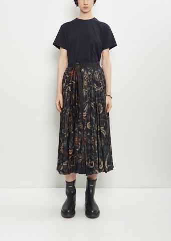 Floral Print Technical Satin Skirt