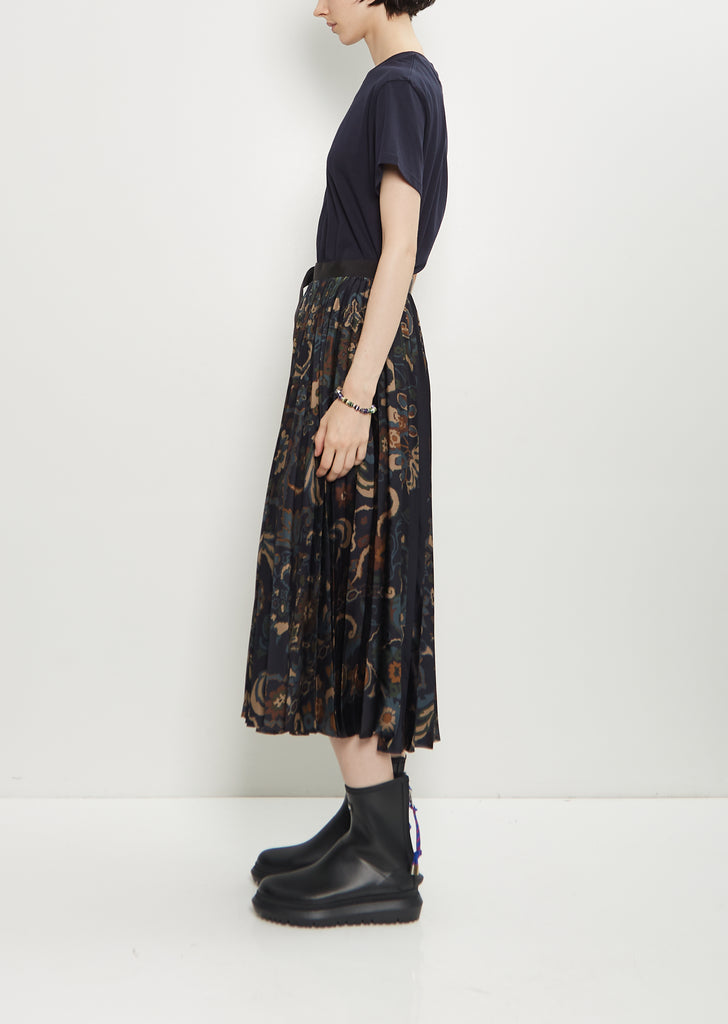 Floral Print Technical Satin Skirt