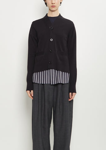 Cotton Poplin x Knit Cardigan